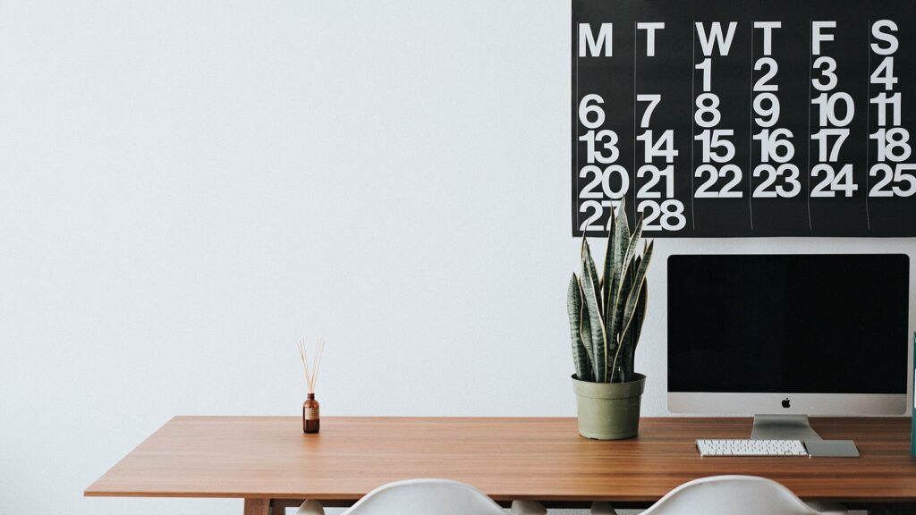 Clean minimalist office with desktop computer