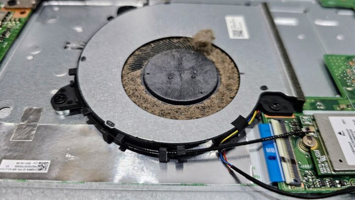 A dusty laptop cooling fan.