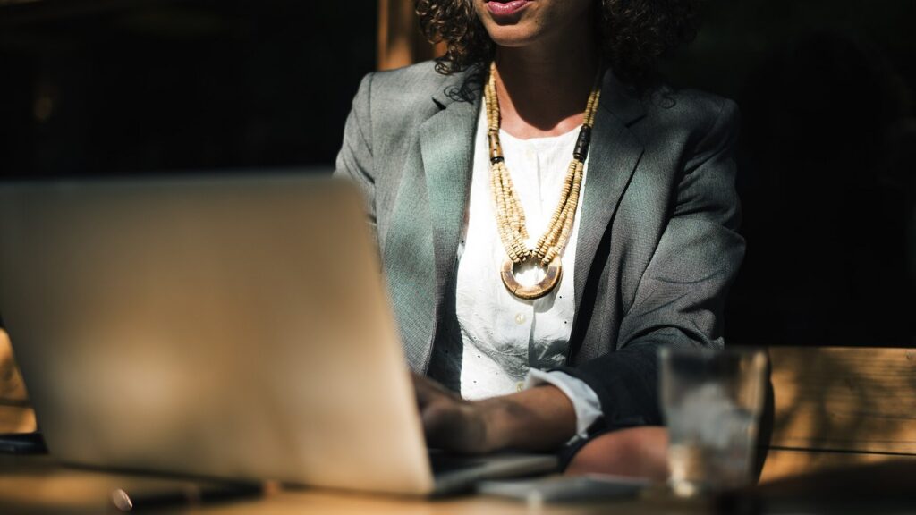 Business professional working on a laptop