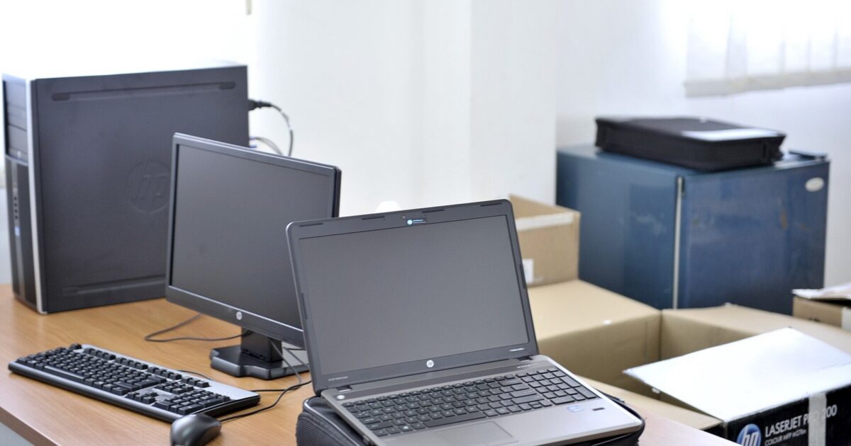 A laptop and desktop machine before they were handed over to the Federal Parliament Commitee on National Security, Interior and Governance on 19th January 2014 at the AMISOM office